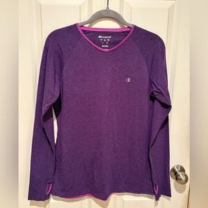 Champion Purple Long Sleeve Tee with Pink Trim